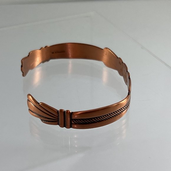 Vintage Copper Open Cuff Bracelet Ornate Boho Jewelry - Picture 4 of 6